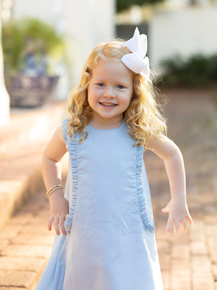 Kora Med Blue Linen Dress