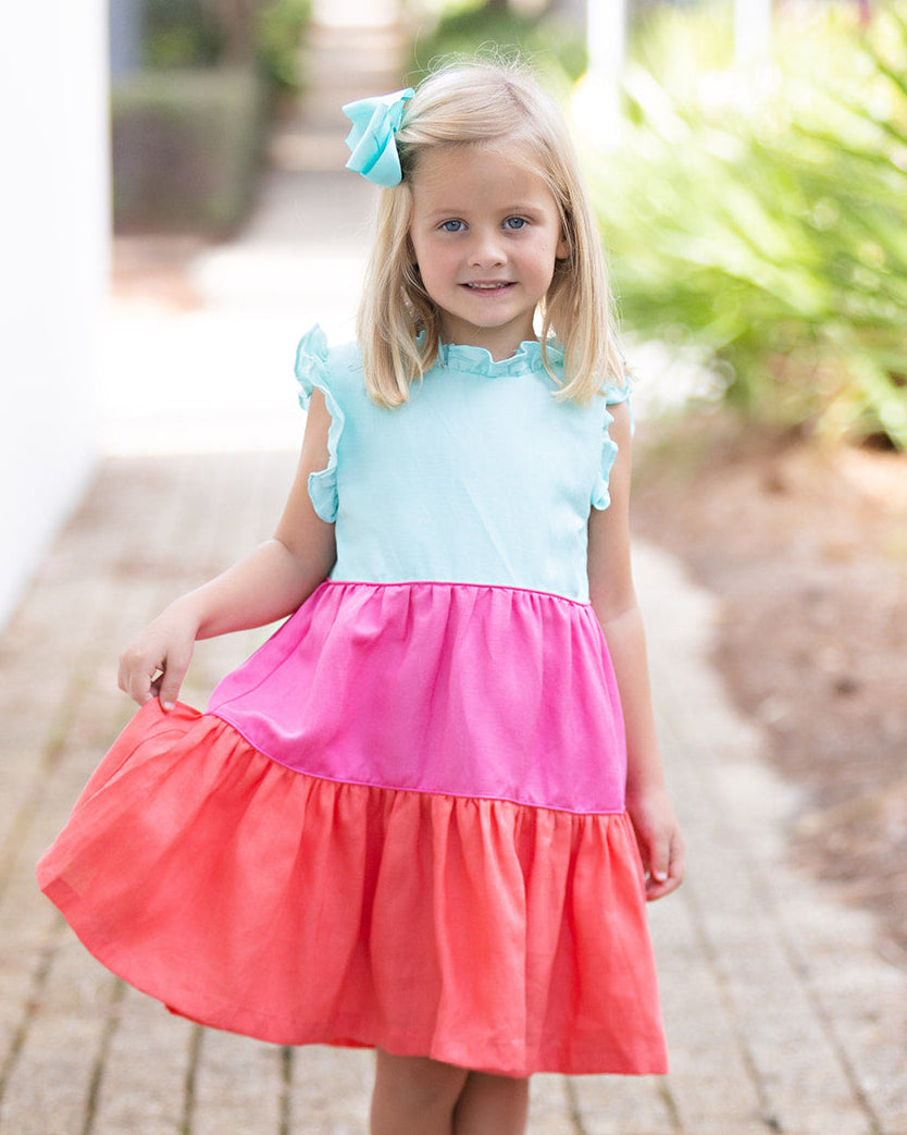 Linda Bright Tropics Tiered Dress