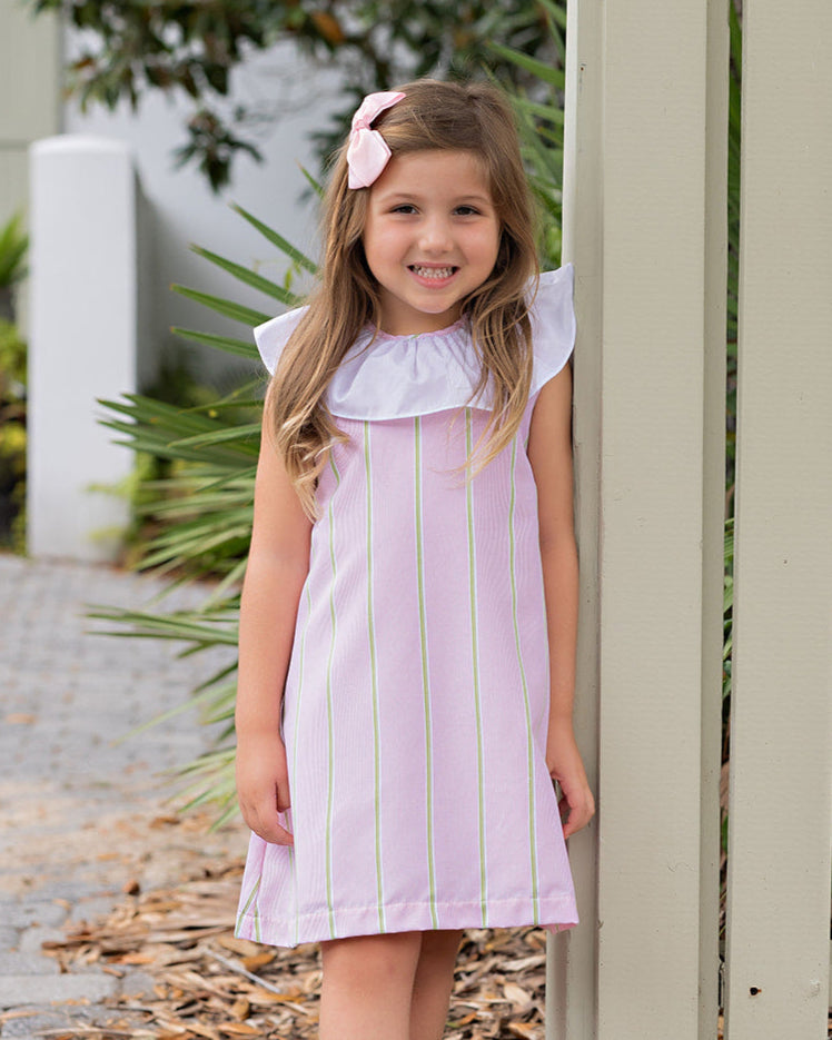 Lori Pink Green Striped Dress