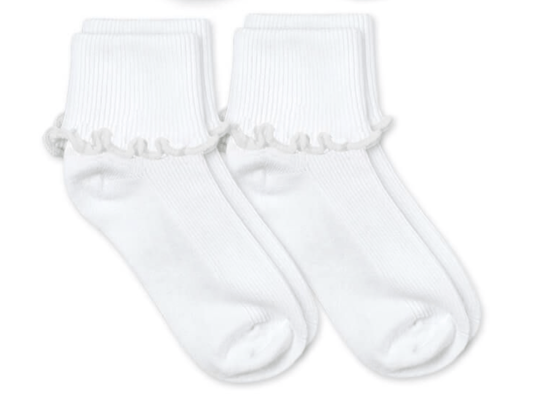 Jefferies Socks Ripple Edge Turn Cuff Socks 2 Pair Pack - White: Style 2221