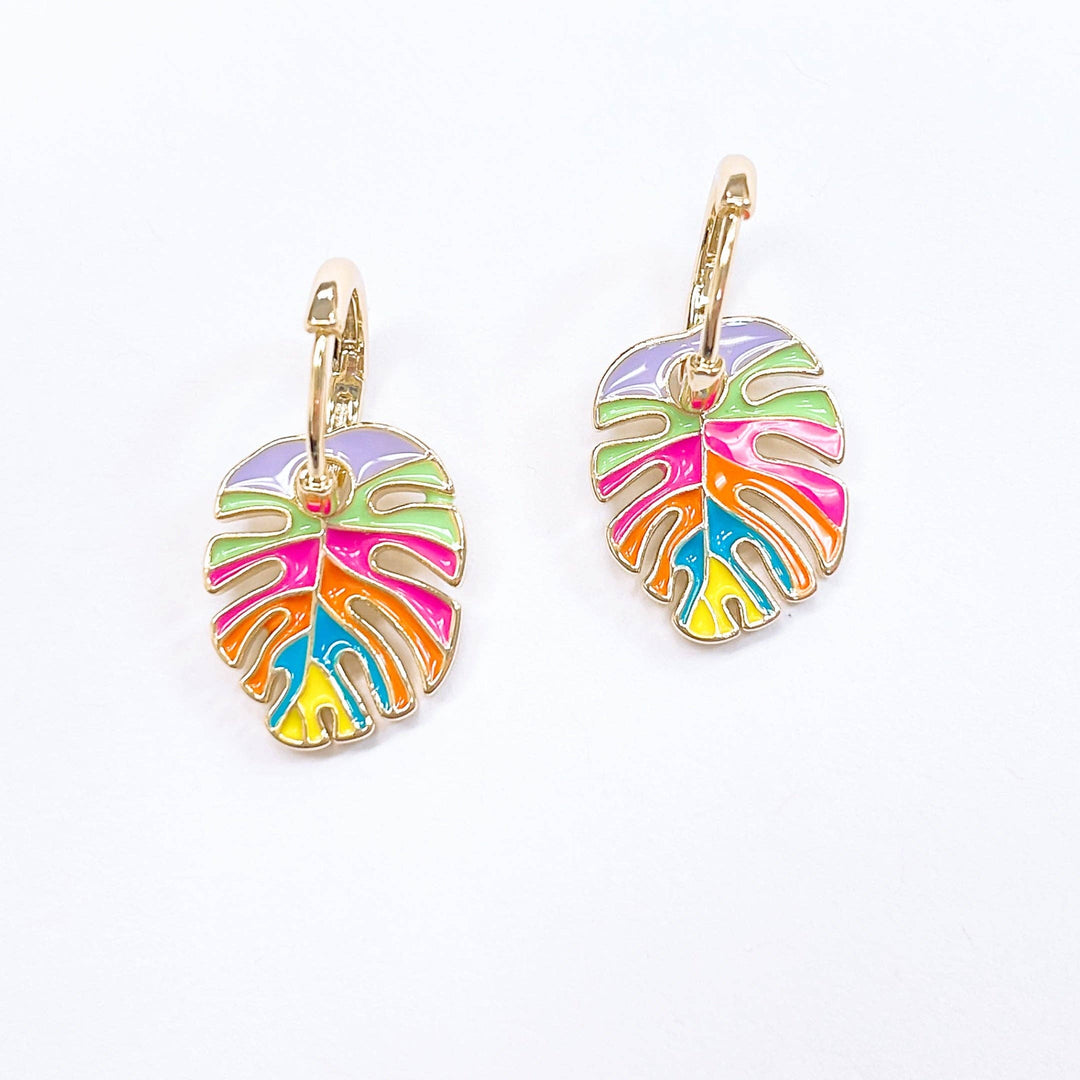 Treasure Jewels Inc. - Palm multicolor huggie earrings