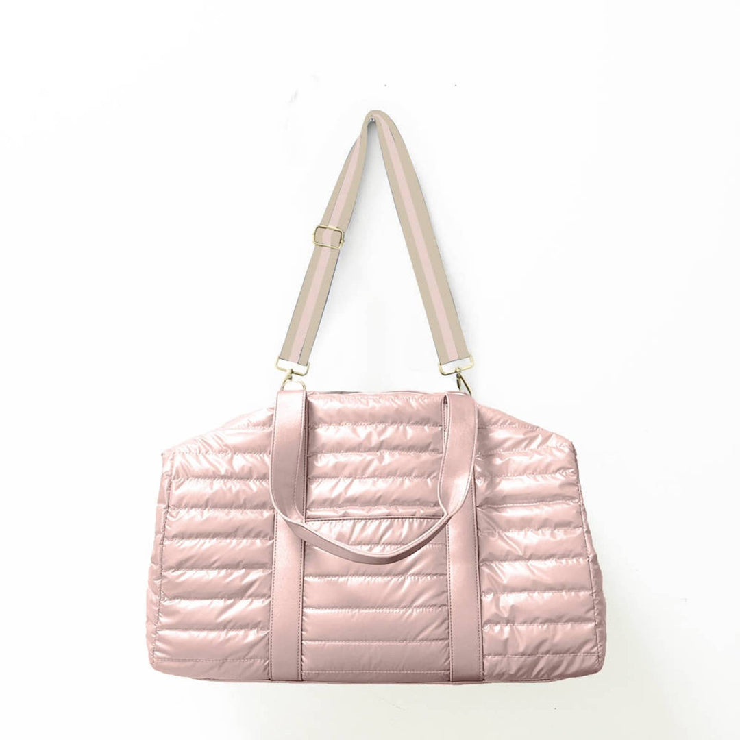 Lemonbella - The Cassie Weekender Puffer Blush W/striped Strap in 5/15