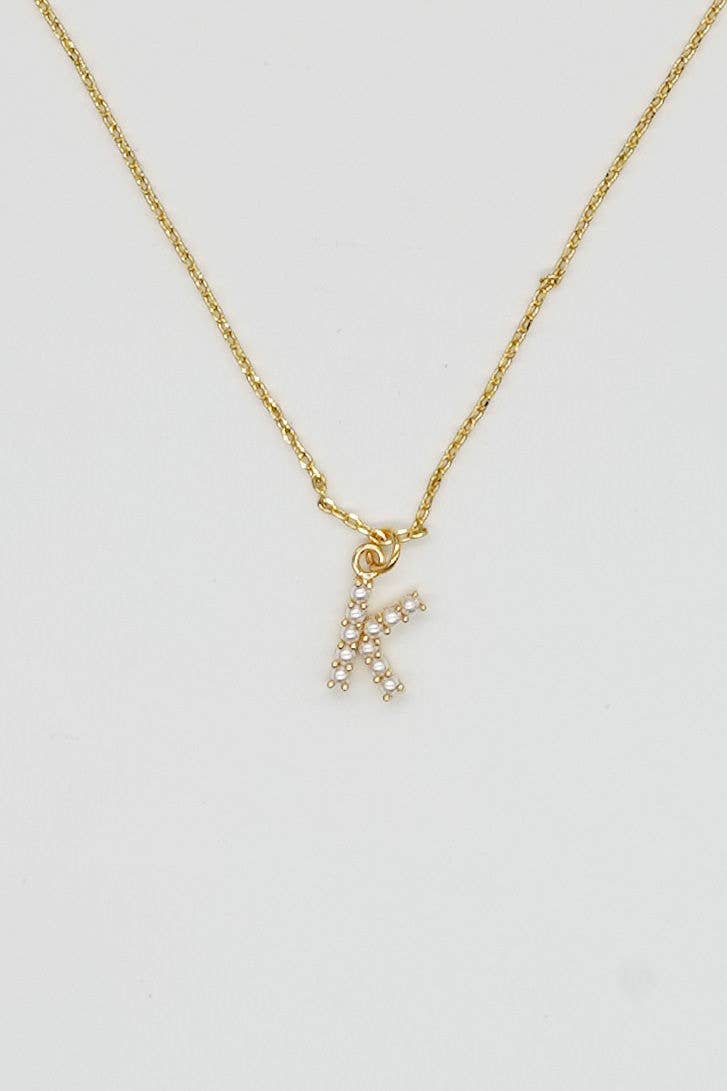 Brenda Grands Jewelry - Dainty Love Pearl Initial Necklace
