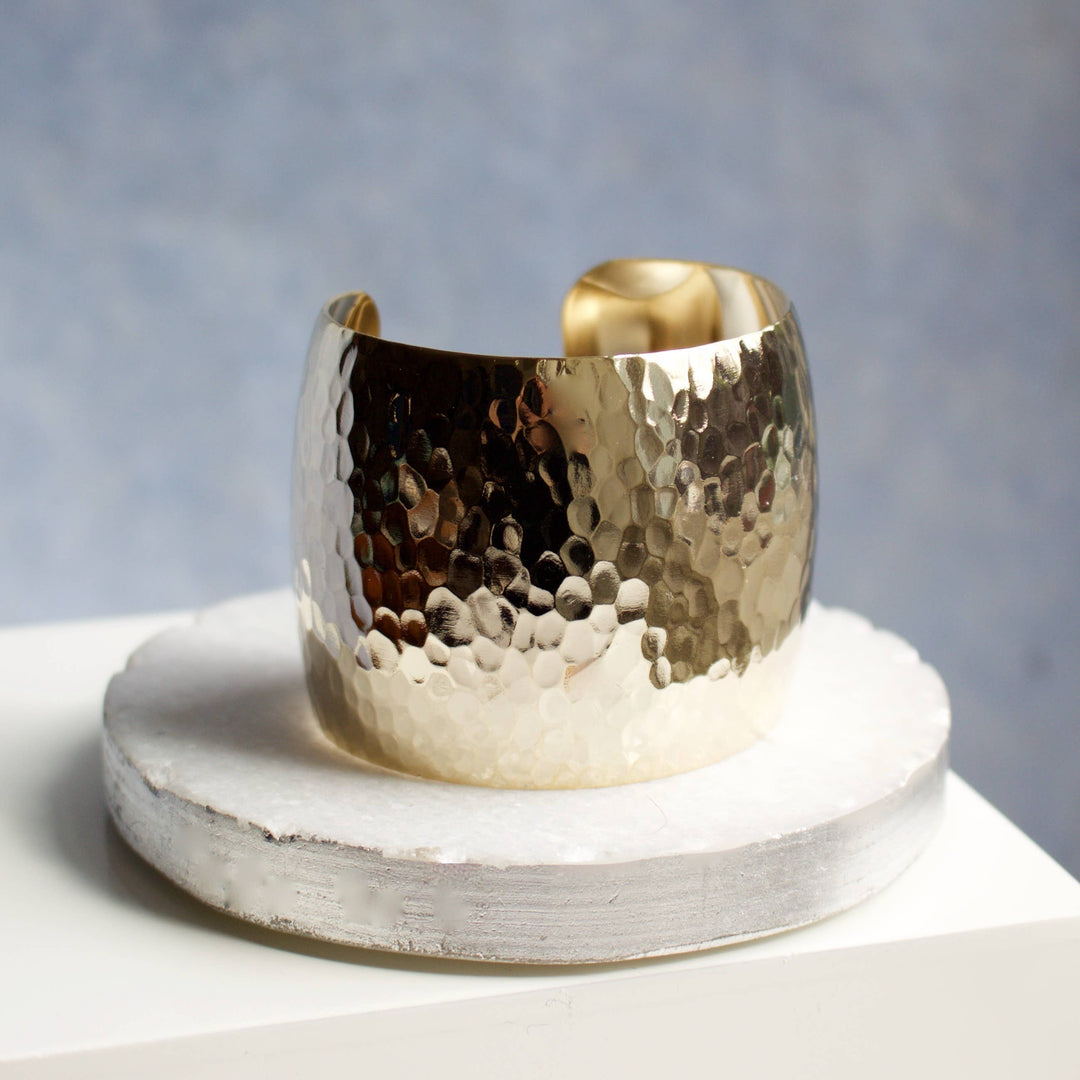 a.v. max - 2" Hammered Dome Cuff: Gold