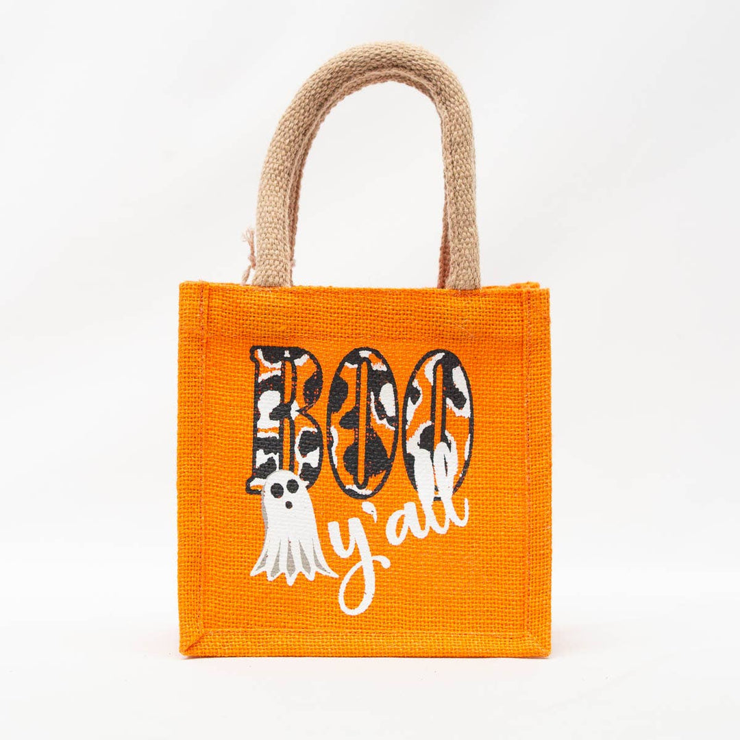 Boo Y'all Petite Gift Tote Orange/White/Black 7x7x5