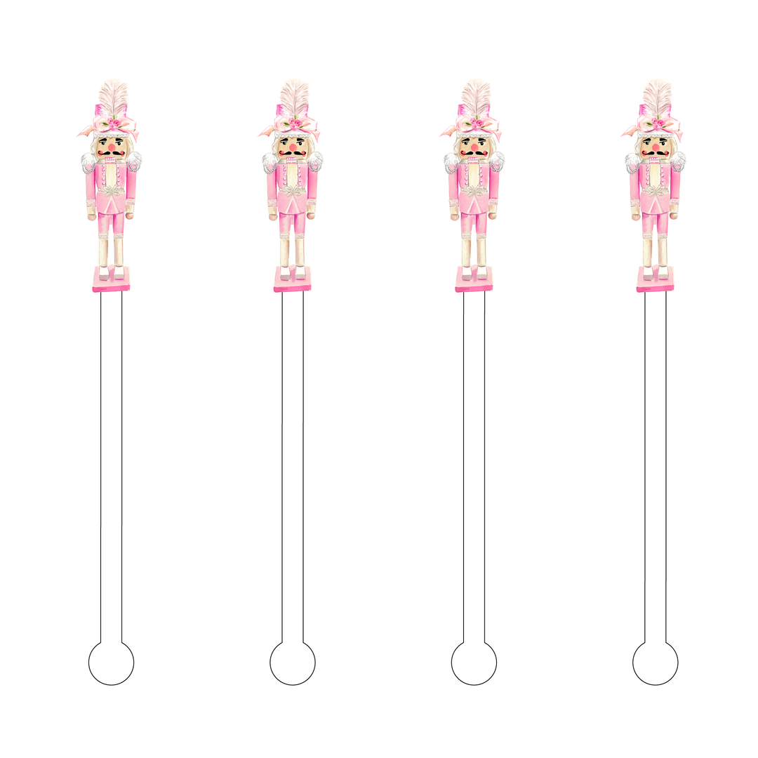 HAUTE PINK NUTCRACKER ACRYLIC STIR STICKS