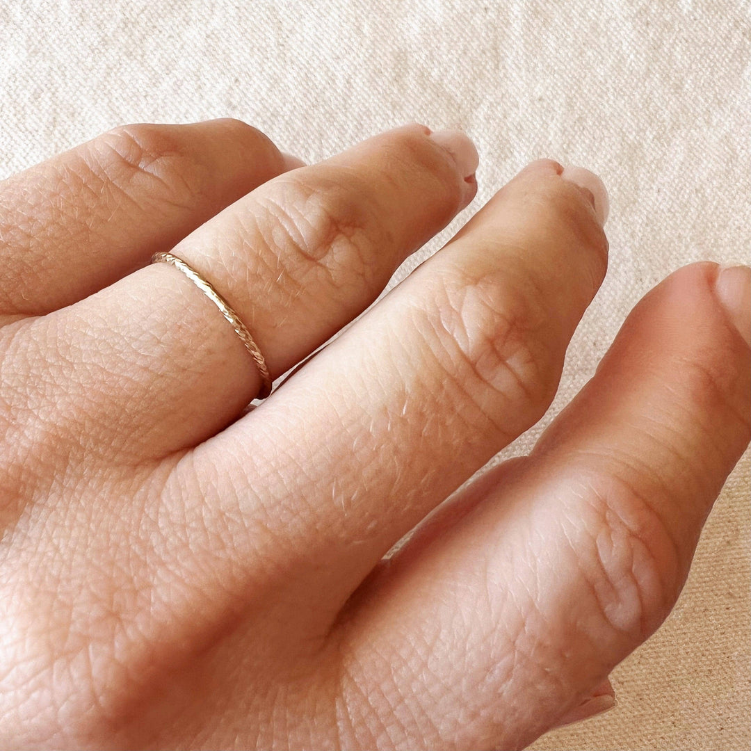 GoldFi - 14k Gold Filled 1mm Sparkling Cut Stackable Ring