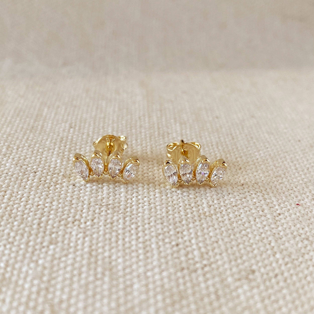 GoldFi - 18k Gold Filled Slightly Curved Cubic Zirconia Stud Earrings