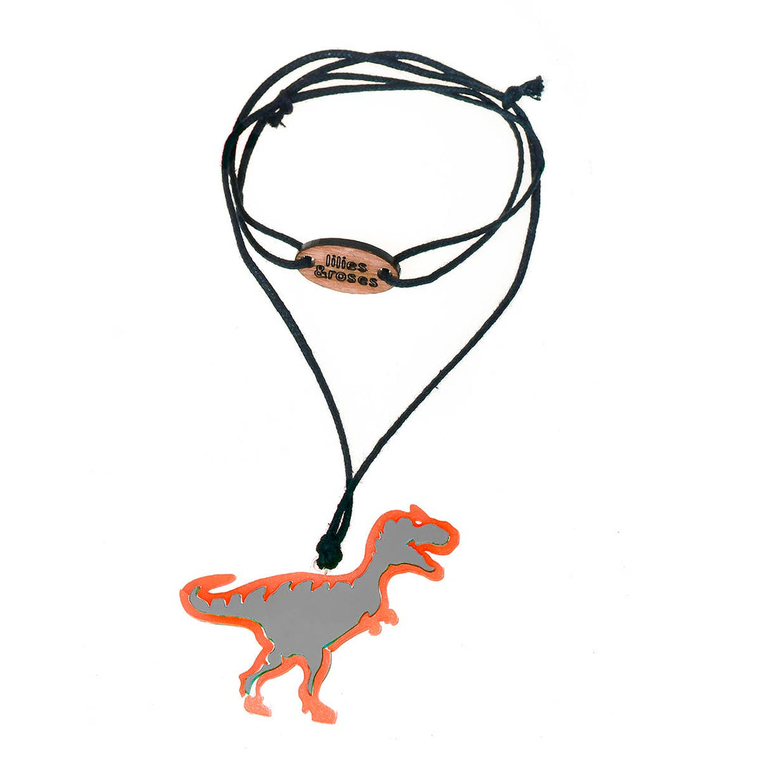 Lilies & Roses NY - Dinosaur Gray/ Neon Orange Necklace