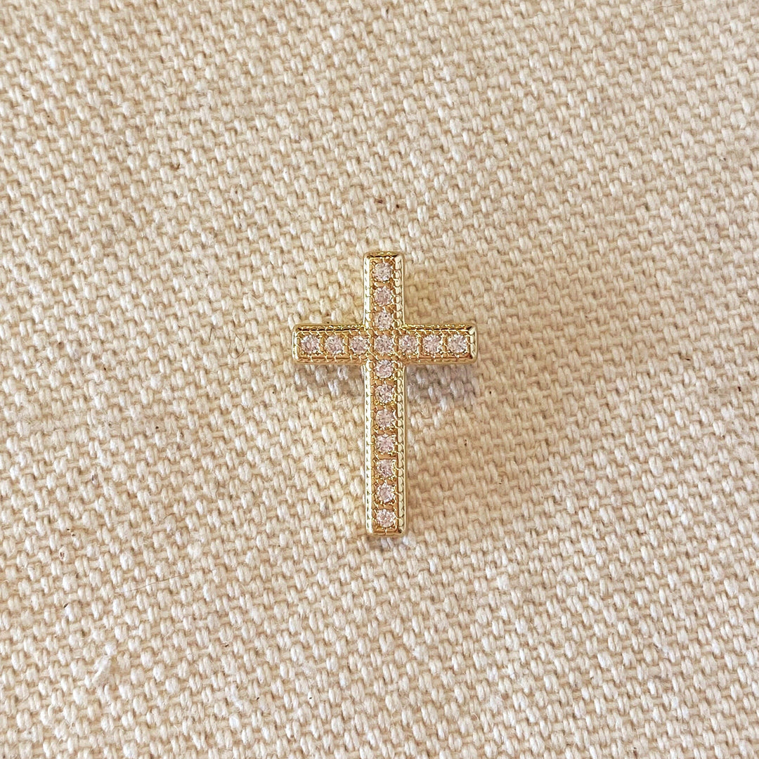 GoldFi - 18k Gold Filled Cross Pendant With Micro Cubic Zircon Stones