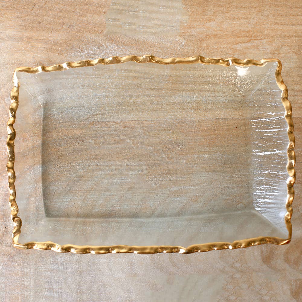 The Royal Standard - Seward Rectangle Serving Tray Clear/Gold 11x7.75