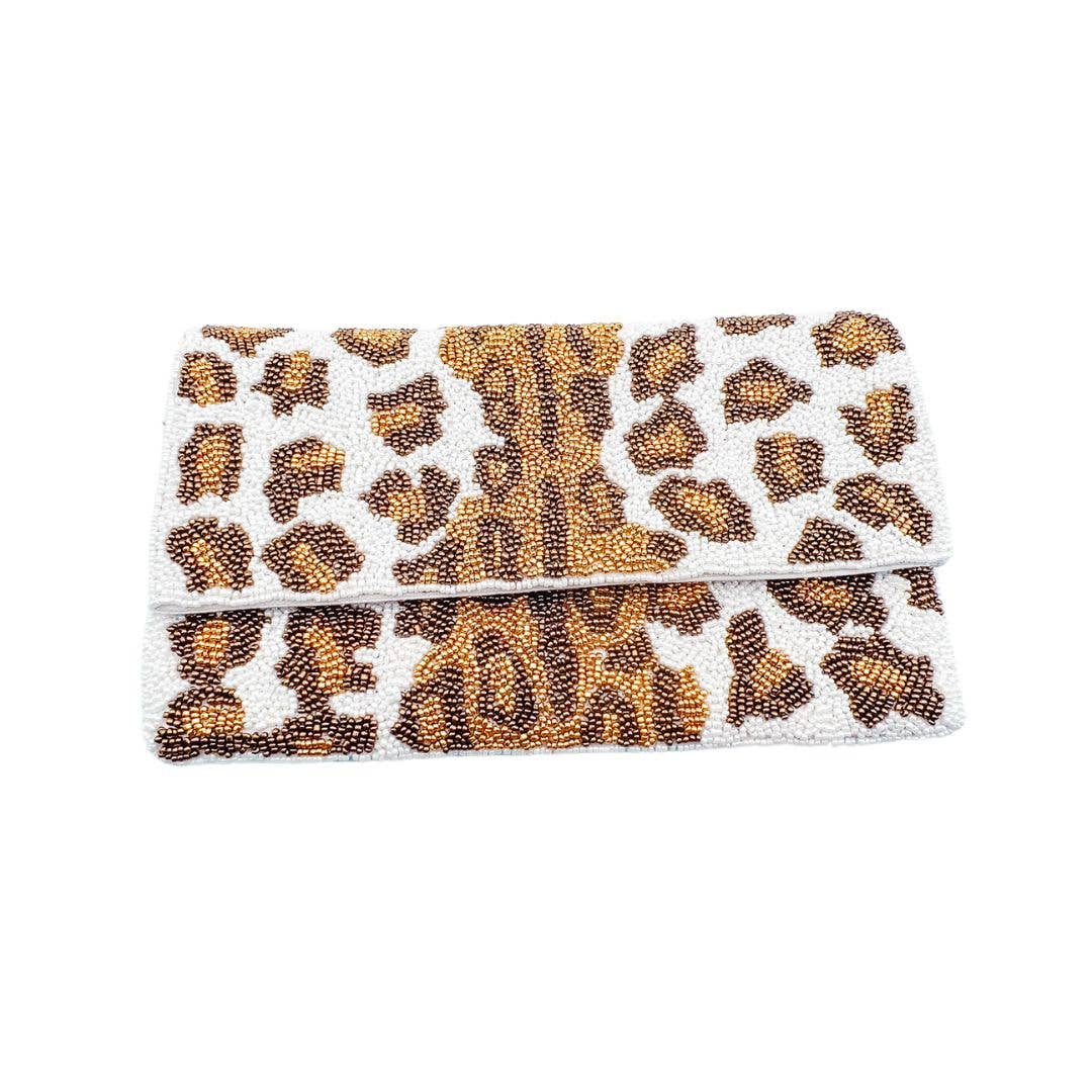 DOORBUSTER Treasure Jewels Inc. - White Leopard Bag Beaded Bag