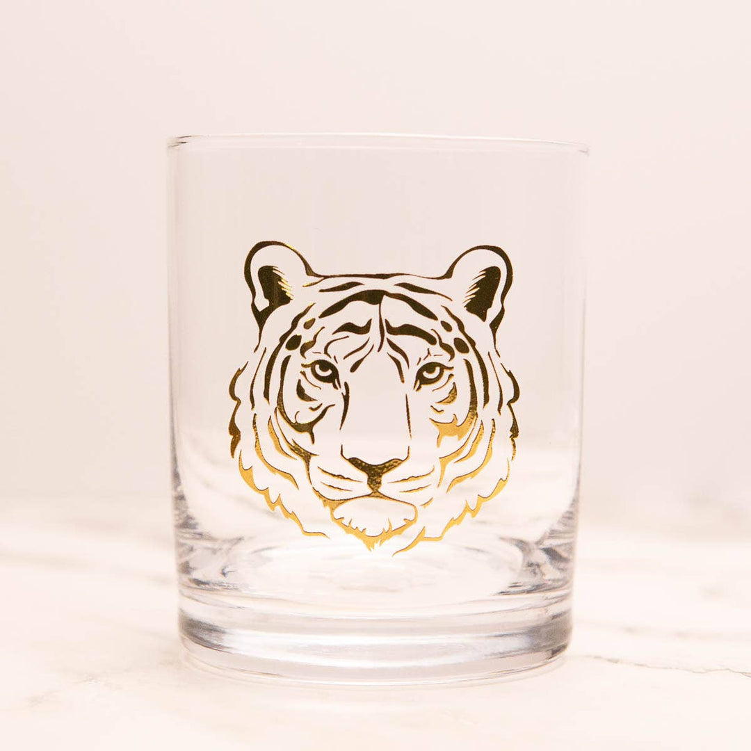 Tiger Rocks Glass Gift Set Clear/Gold 13oz
