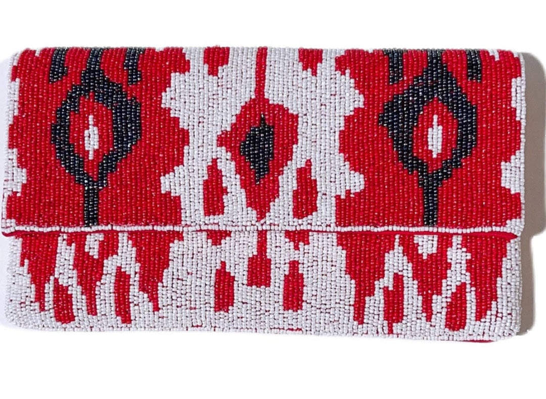 DOORBUSTER Treasure Jewels Inc. - Aztec red Beaded Purse