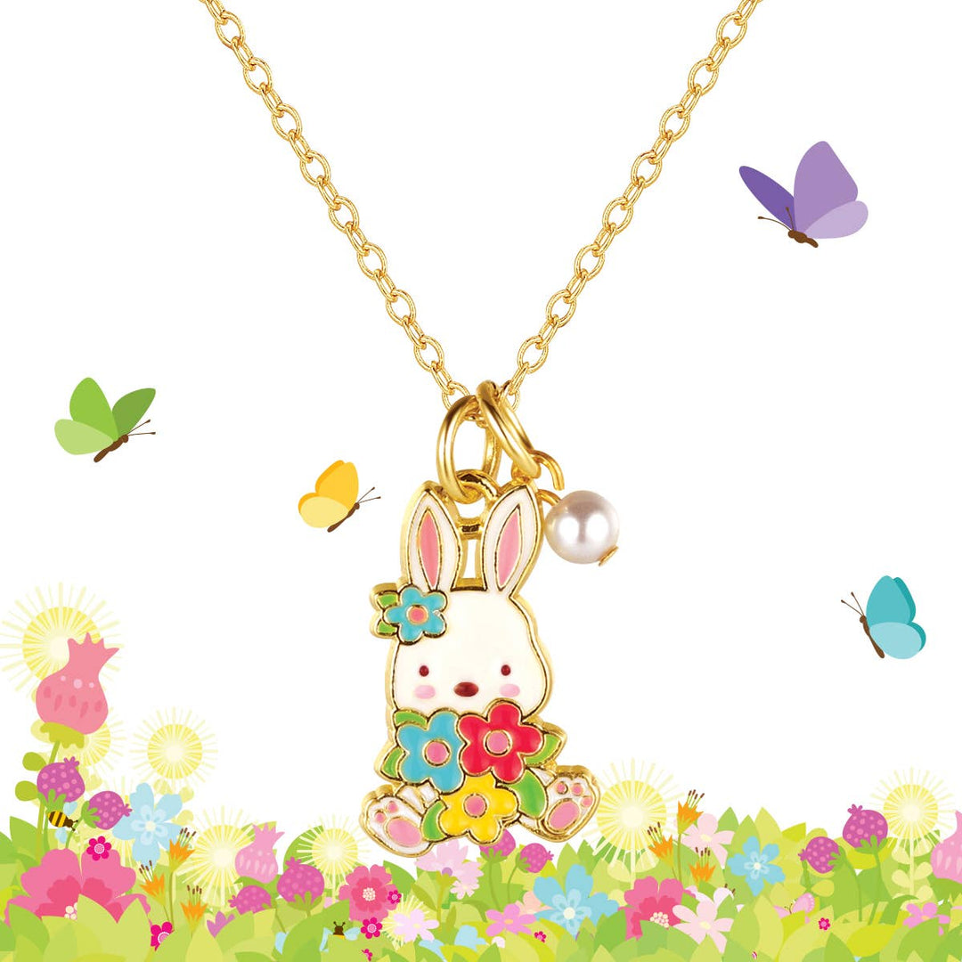 Girl Nation - Sweet Petite Necklace- Easter Bunny and Blooms