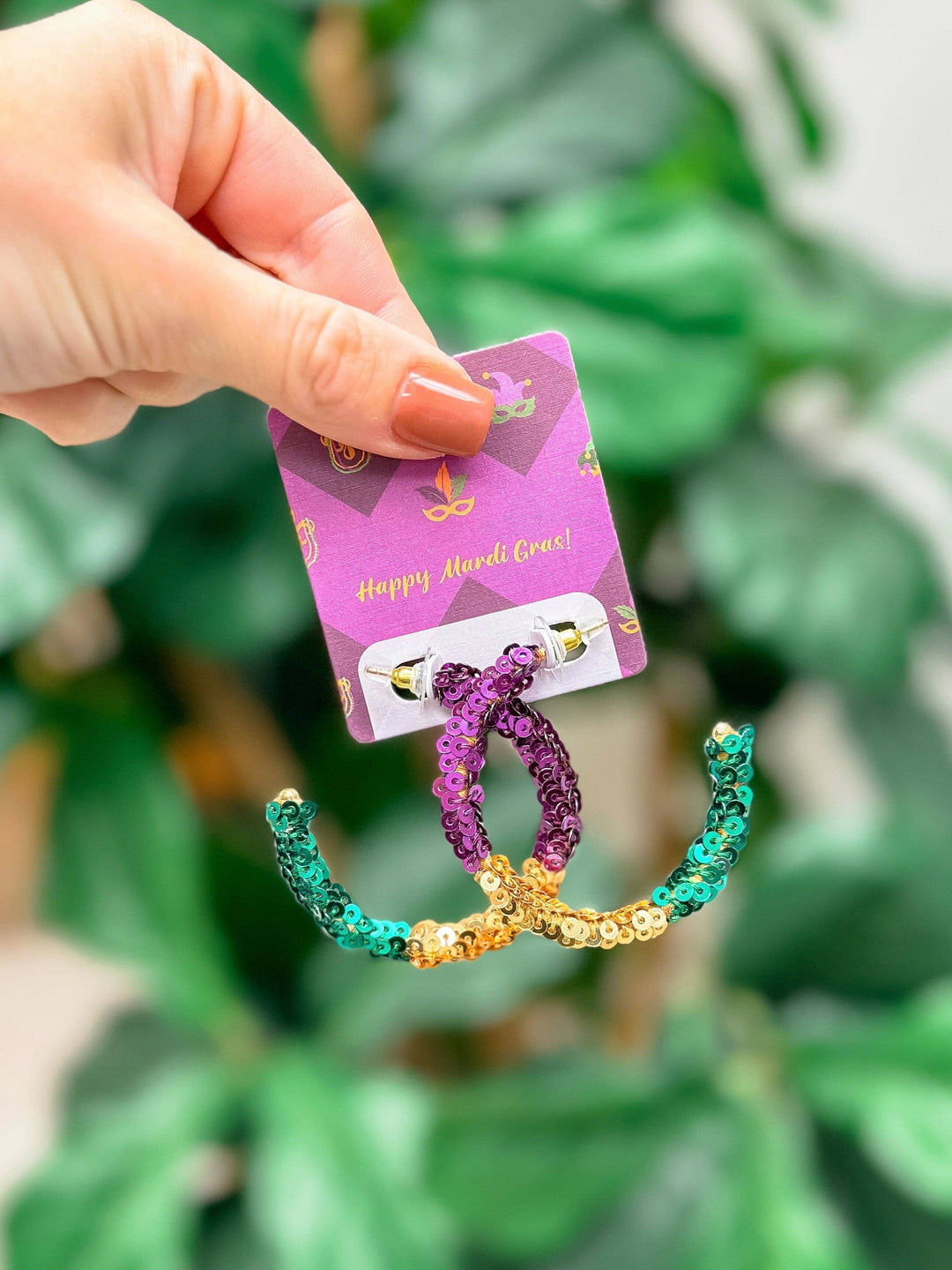 Prep Obsessed Wholesale - Mardi Gras Wrapped Hoop Earrings