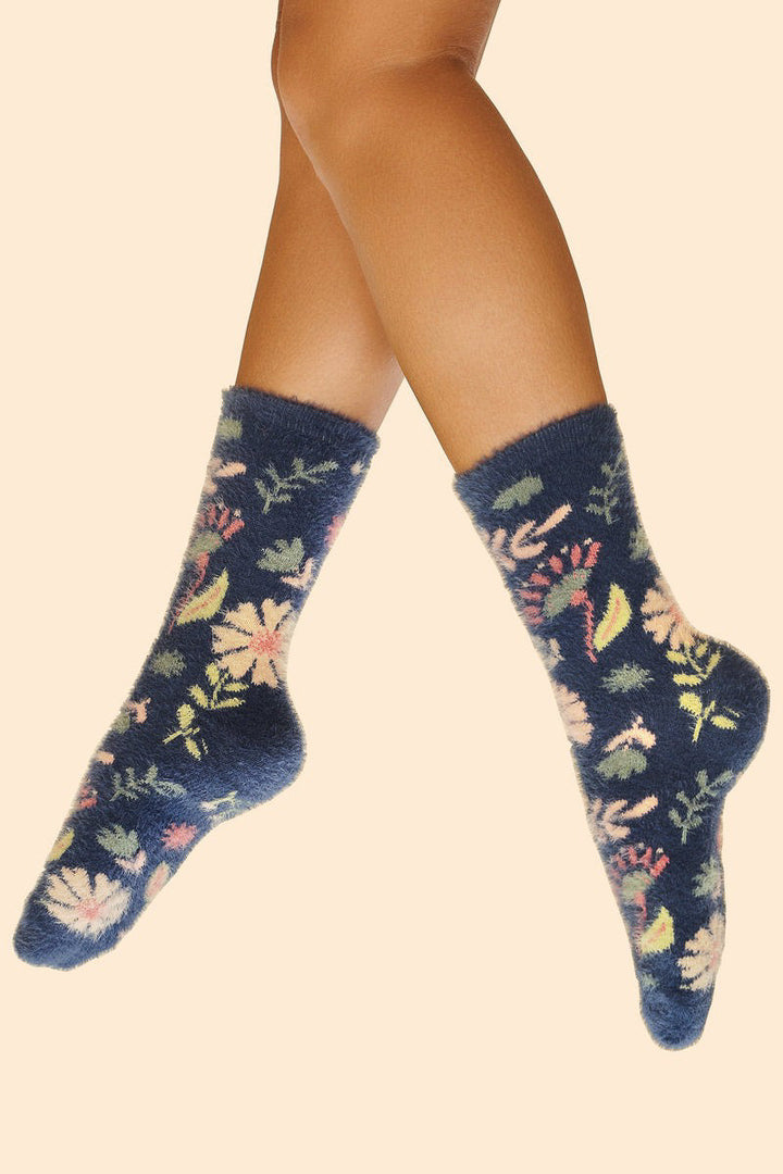 Watercolor Flowers Fuzzy Socks