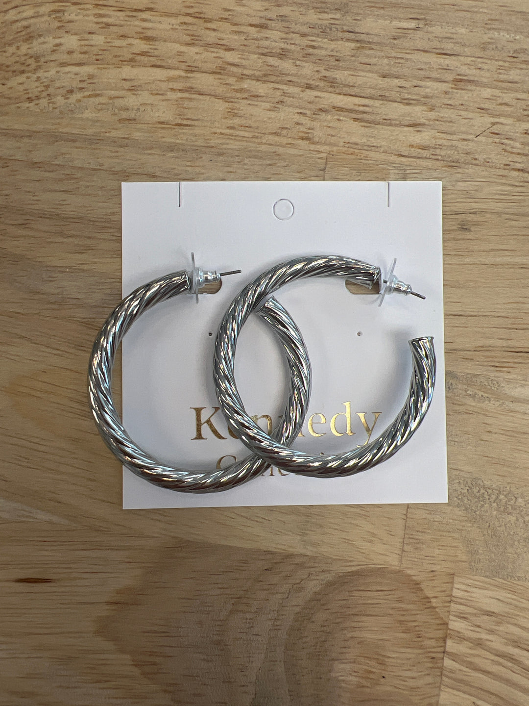 Silver-Etched Twisted Rope Hoop