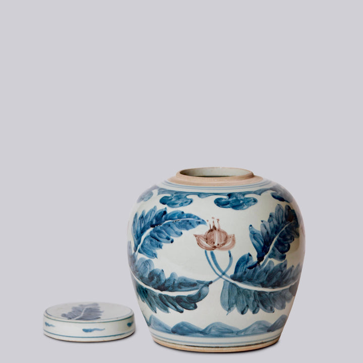 Cobalt Guild - Floral Red, Blue, and White Porcelain Jar
