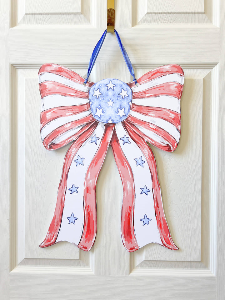 Home Malone - Patriotic Bow Door Hanger - USA 4th Of July Memorial America