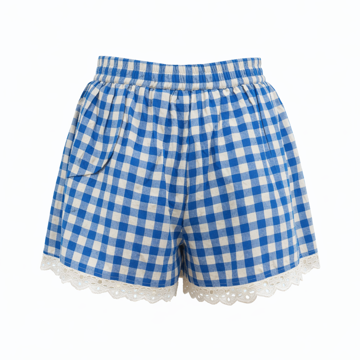 Sunshine Tienda - Blue Bay Gingham Willa Short: XS