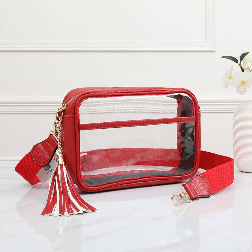 Fashion City - Solid Color Outlined Clear Crossbody Bag: CLRB / ONE SIZE