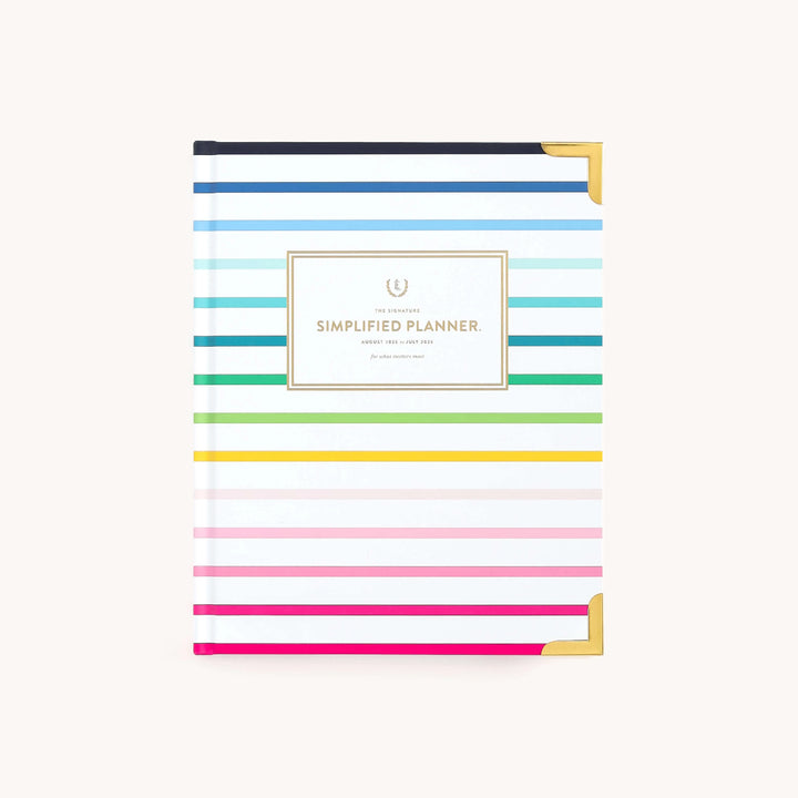 2025-2026 Book bound Weekly Simplifed Planner - Happy Stripe