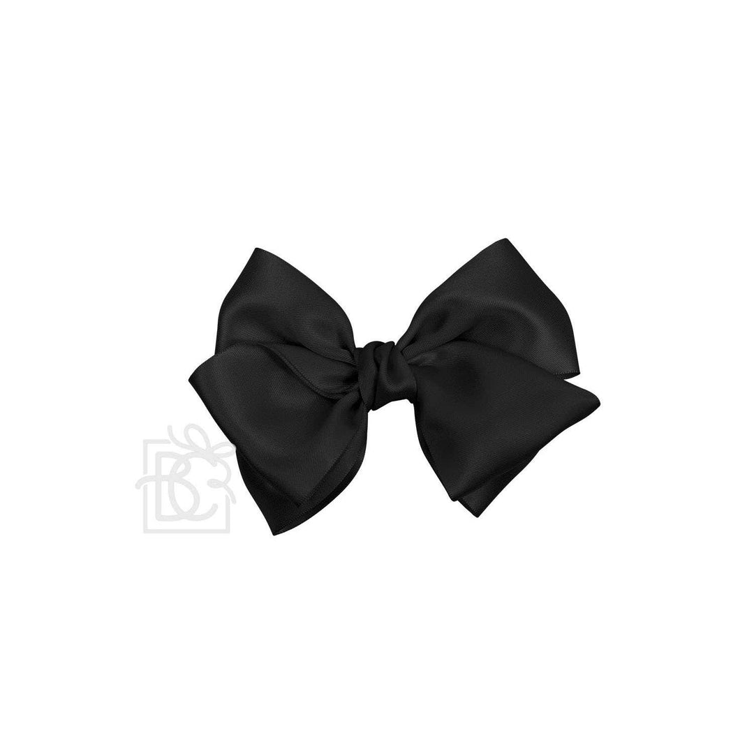 Beyond Creations, LLC - SATIN EUROPEAN BOW W/RUFFLED KNOT ON CLIP: 5" Euro Bow on Med. Alligator Clip / POWDER PINK