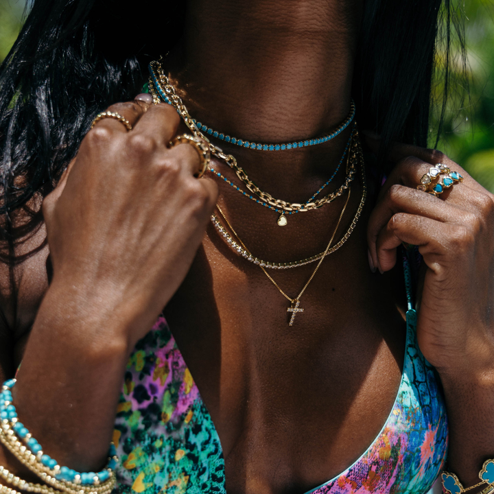 Sahira Jewelry Design - Raya CZ Cross: Gold