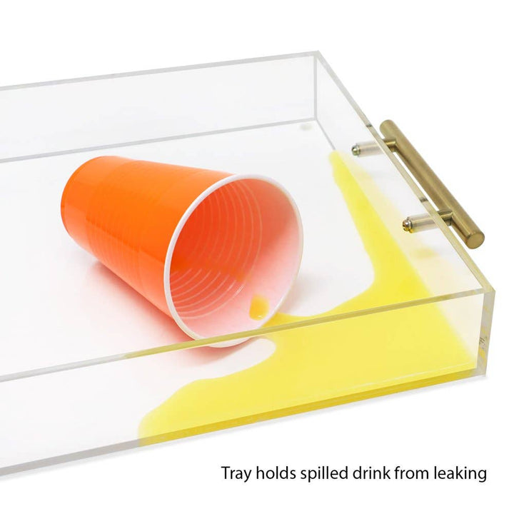 Isaac Jacobs Clear Acrylic Serving Tray with Metal Handles: Clear With Gold Handle / 11x17
