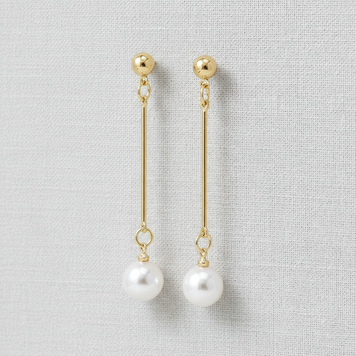 paperln - Gold Plated Long Pearl Earrings