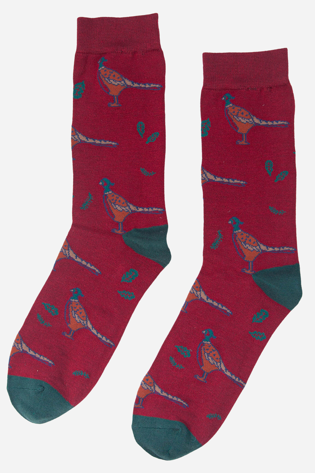 Sock Talk - Red Men's Pheasant Print Bamboo Socks