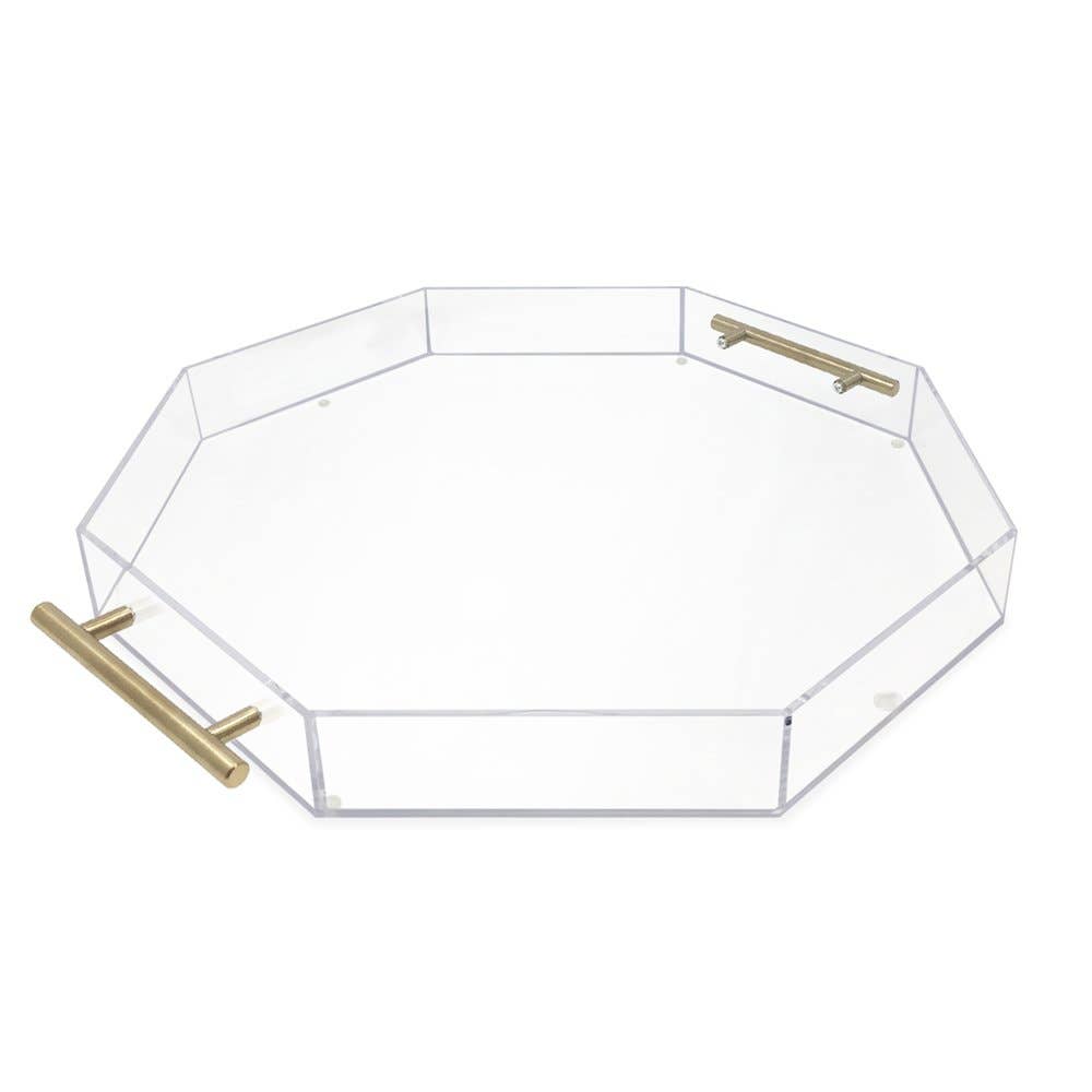 Isaac Jacobs Clear Acrylic Serving Tray with Metal Handles: Clear With Gold Handle / 11x17