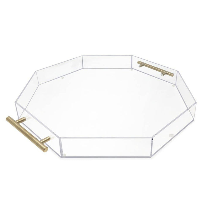 Isaac Jacobs Clear Acrylic Serving Tray with Metal Handles: Clear With Gold Handle / 11x17