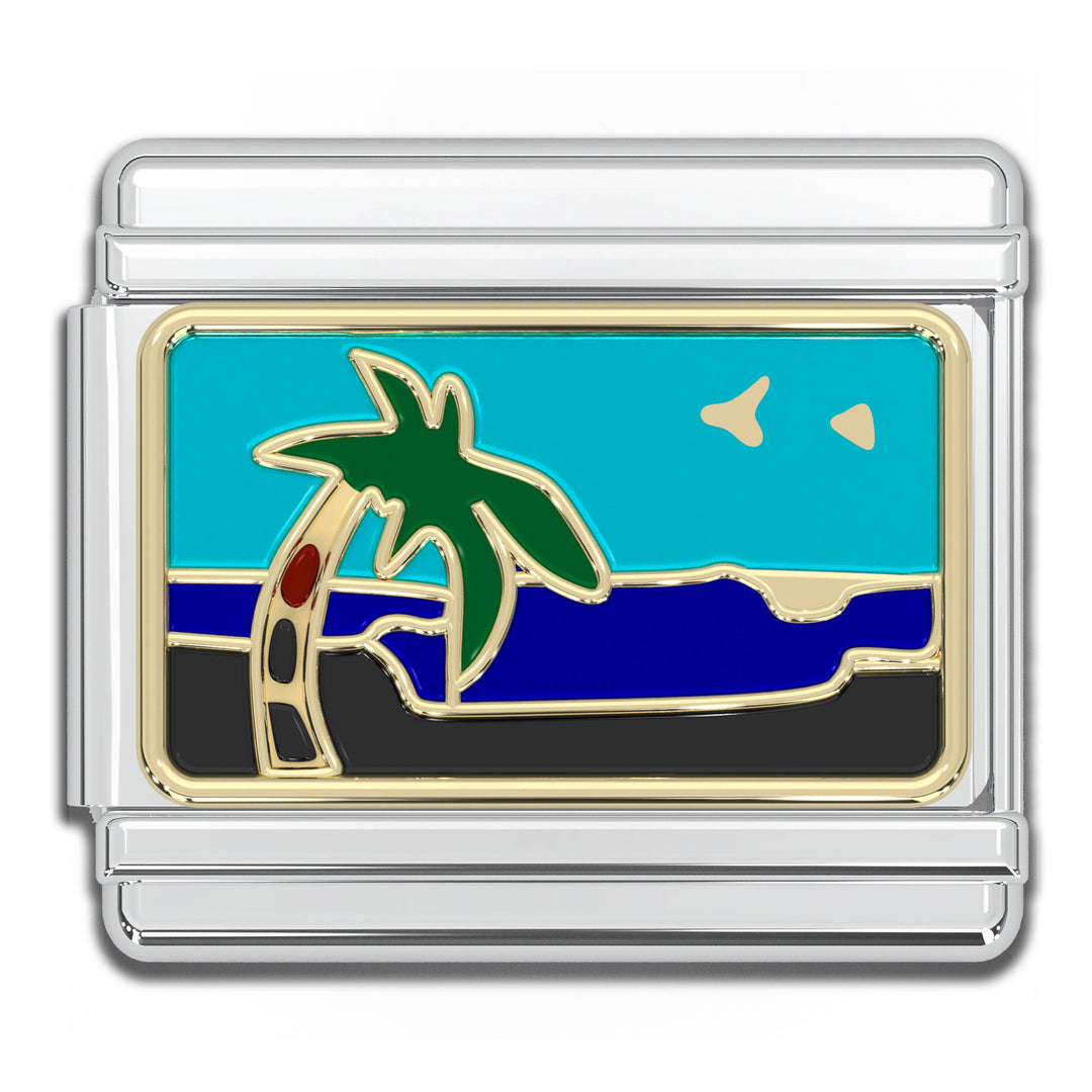 Natalia - Italian Charm Bracelet Charms - 9mm Beach Palm Tree Links