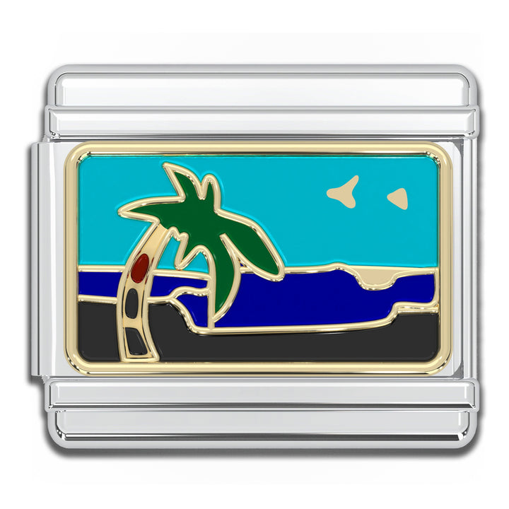 Natalia - Italian Charm Bracelet Charms - 9mm Beach Palm Tree Links