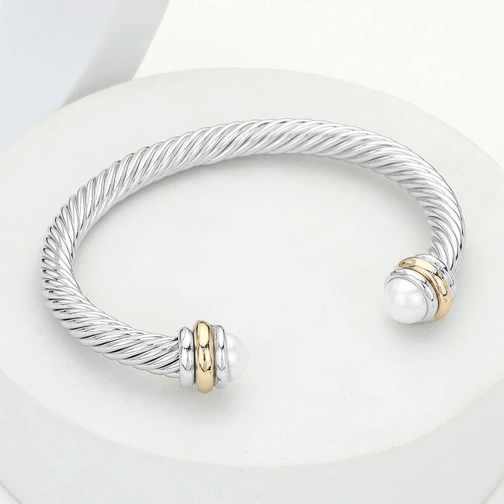 Sensibling Corp. - Stone Tip Twisted Rope Cuff Bracelet
: RD-BK