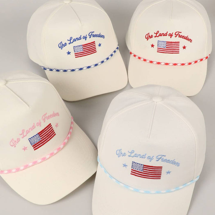 Fashion City - The Land of Freedom Flag Embroidered Trucker Hat: Red / ONE SIZE