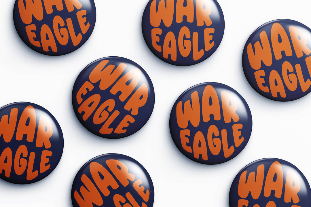 Cute As A Button - Auburn War Eagle Bubble Letter Button