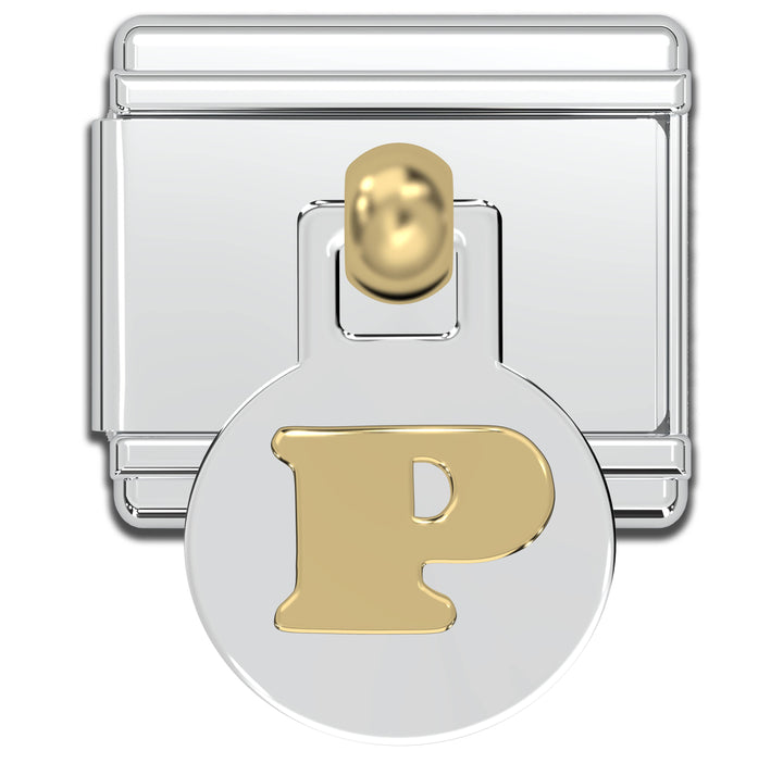 Natalia - Italian Charm Letters A-Z - 9mm Gold Dangle Bracelet Charms: P