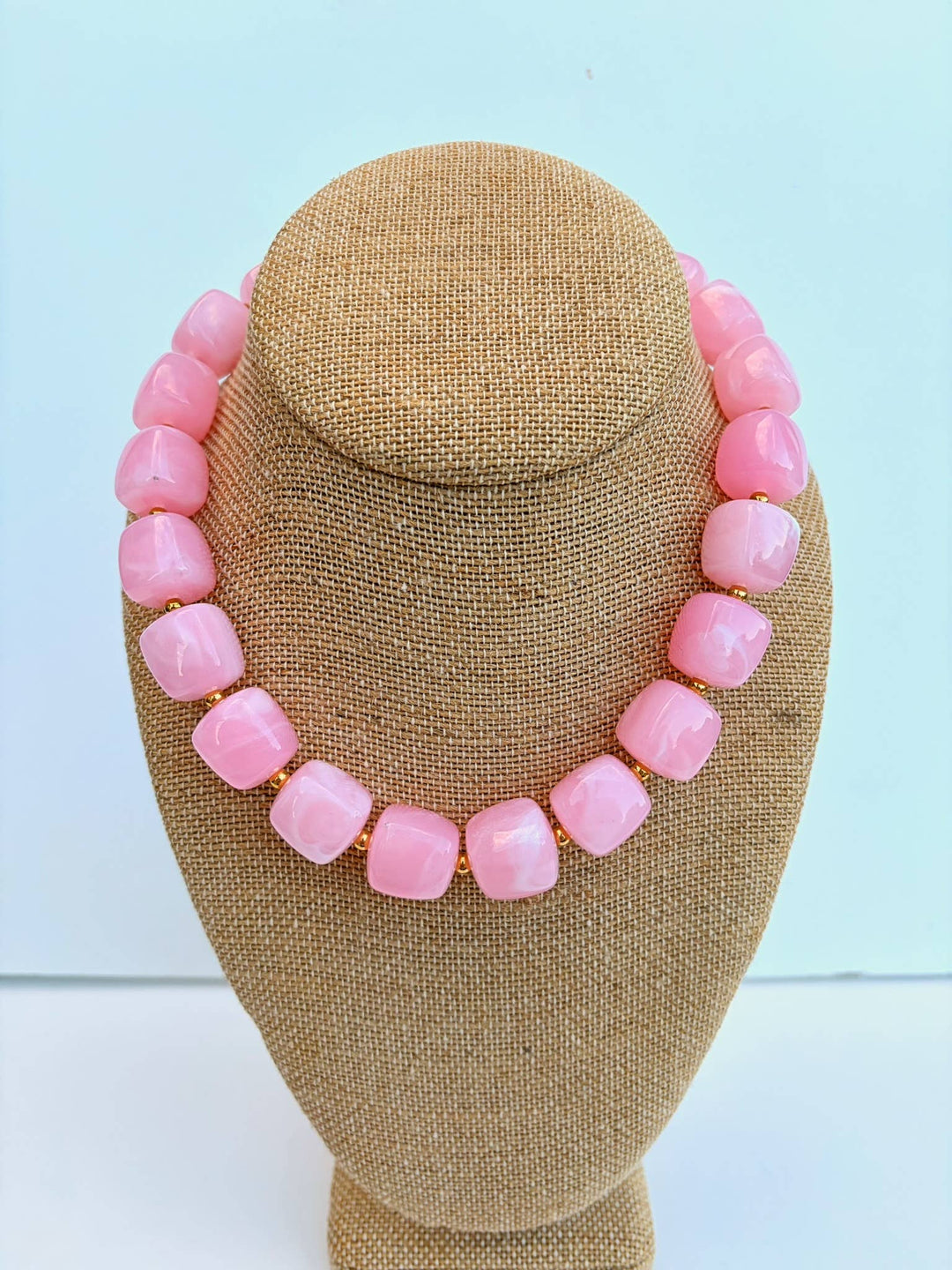 The Katie Kollective - Pink Cube Bead Necklace