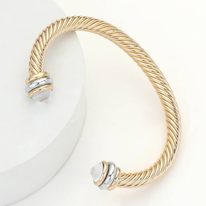 Sensibling Corp. - Stone Tip Twisted Rope Cuff Bracelet
: RD-BK