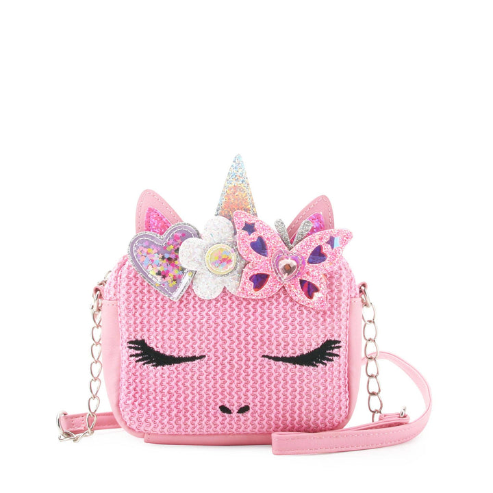 OMG Accessories - Miss Gwen Unicorn Pink Straw Crossbody Bag