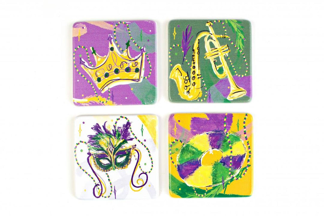 THE PARISH LINE - Coaster Set - Mardi Gras Mask