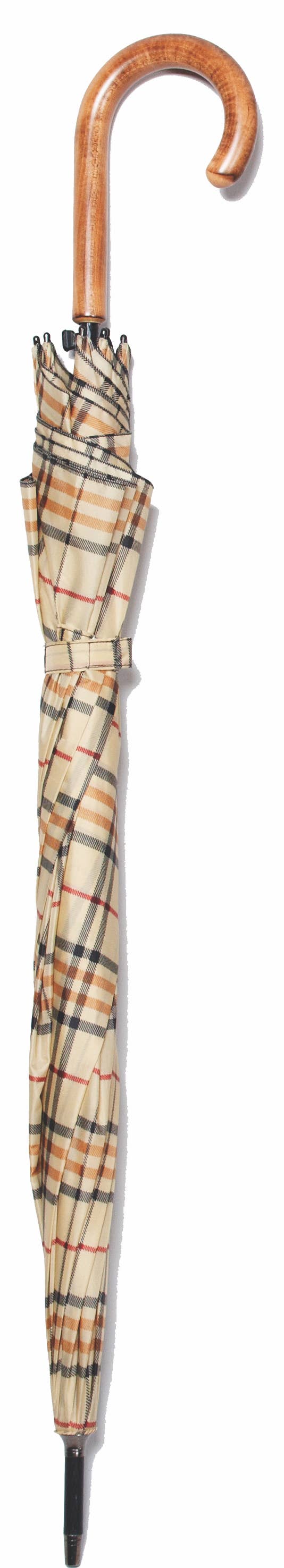 Harvy Canes - Tan Tartan Maple Crook Umbrella
