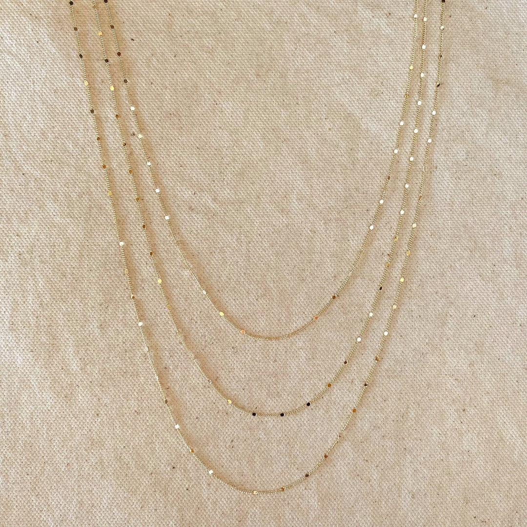 GoldFi - 18k Gold Filled 1mm Curb Chain With Pressed Details: 18 inches
