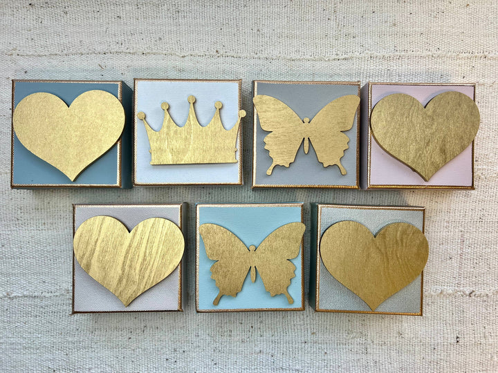 Michelle Allen Designs - 4x4 Heart, Crown, & Butterfly Canvas: Pink / Crown