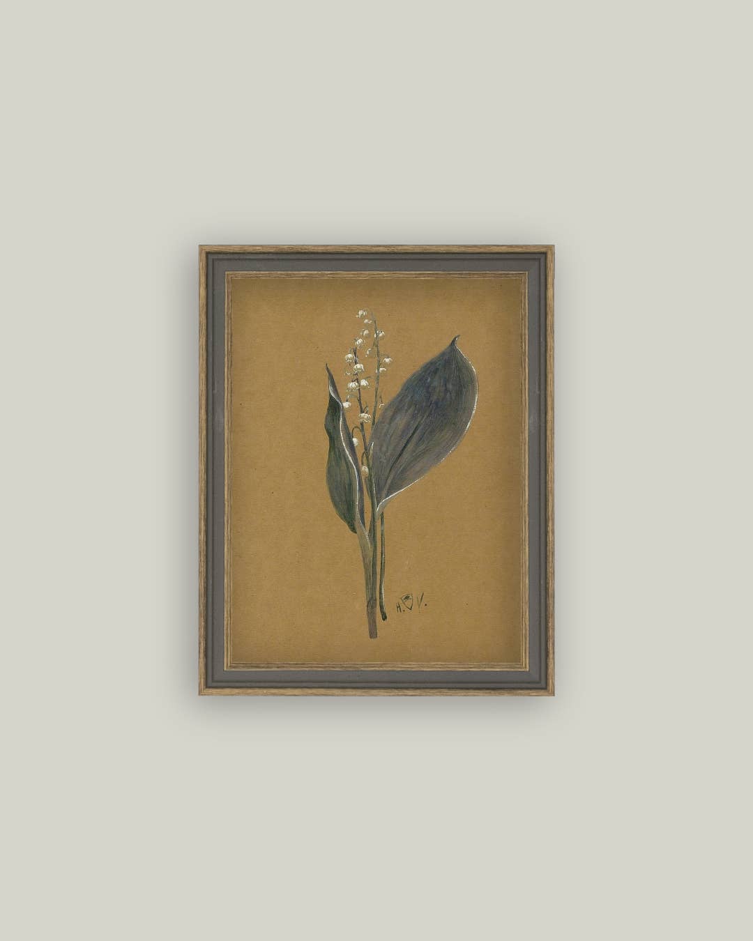 Petal Lane Home - Lily On Brown Framed Antique Art: 7x9