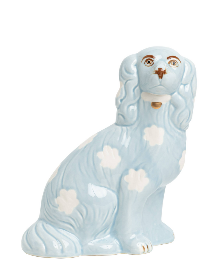 The Enchanted Home - PALE BLUE STAFFORDSHIRE DOG PORCELAIN LARGE. SINGLE