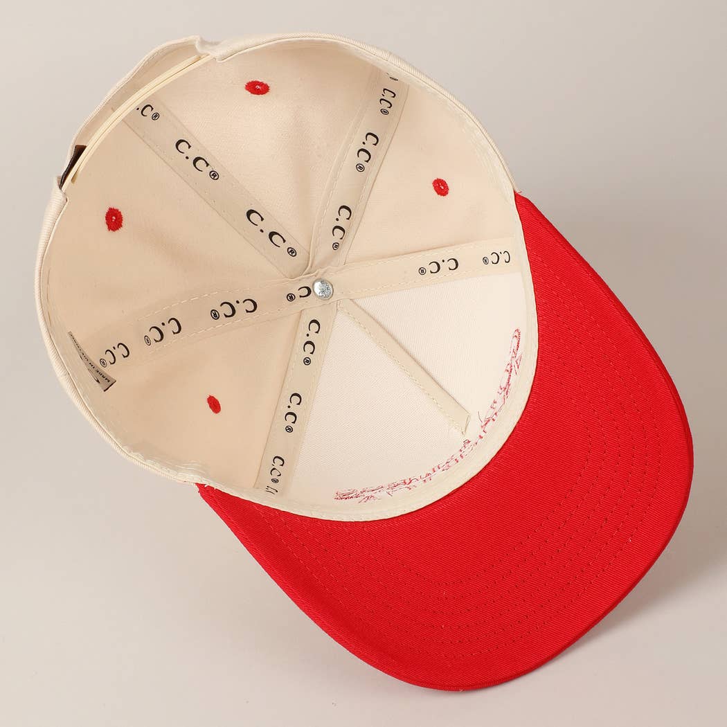 Fashion City - God Bless America Embroidered Two-Tone Canvas Cap: LT PINK / ONE SIZE